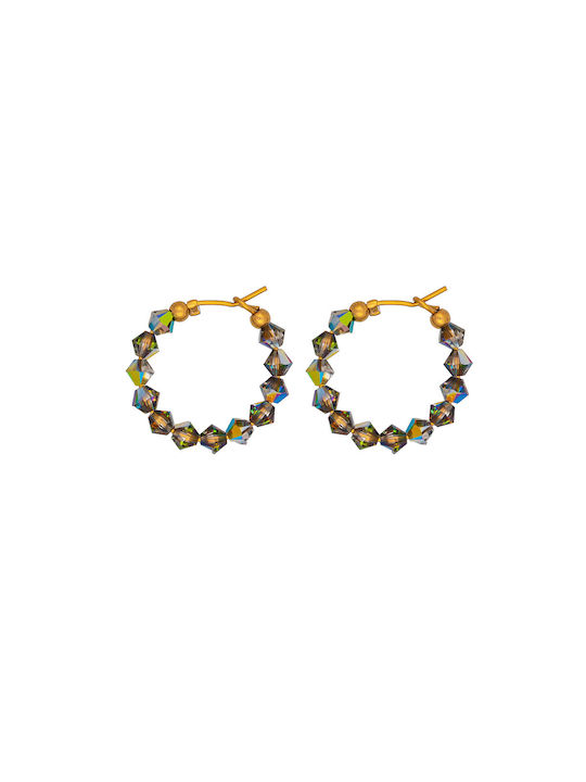 Excite-Fashion Earrings Hoops made of Steel Gold Plated with Stones