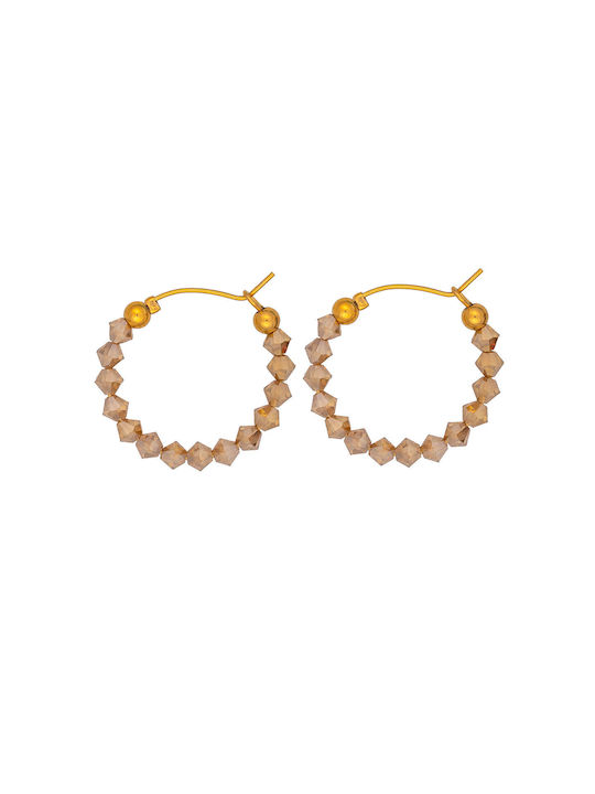 Excite-Fashion Earrings Hoops made of Steel Gold Plated with Stones