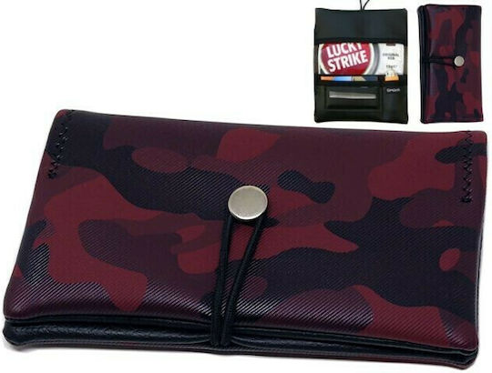 Simona Lederne Tabaktasche in Rot mit Schnur 16x9cm