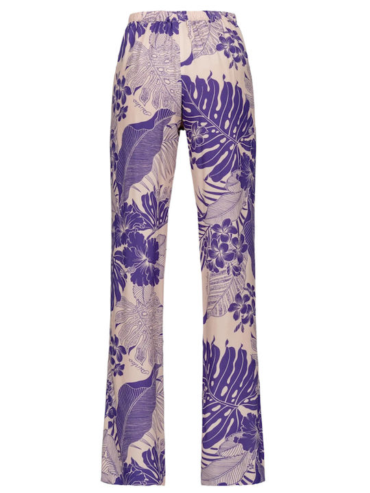 Pinko Pacato Women's High-waisted Fabric Trousers Nudo/Viola