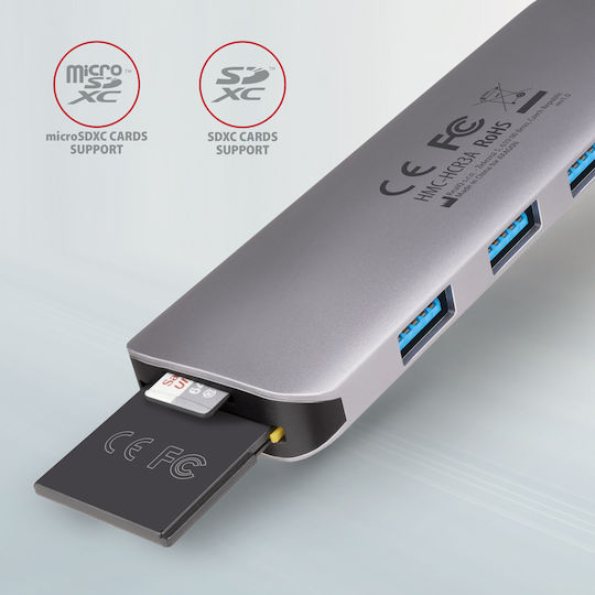 Axagon HMC-HCR3A USB-C Докинг станция с HDMI 4K Сребрист