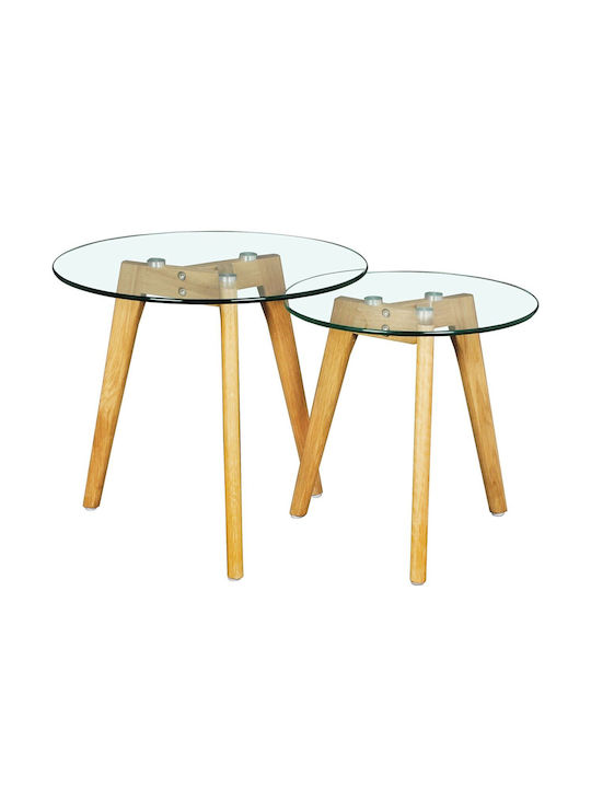 Round Side Coffee Table Target Made of Solid Wood Transparent W40xL40xH41cm E7745.2