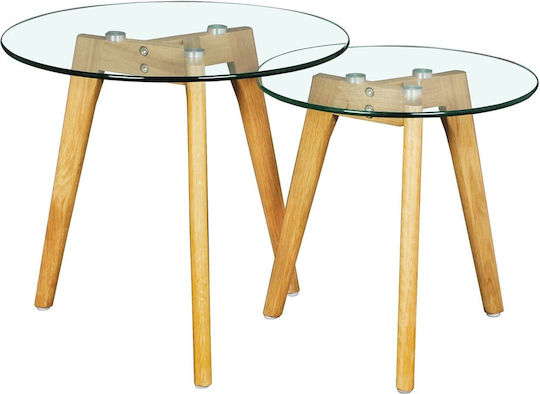 Round Side Table Target from Solid Wood Transparent W50xL50xH46cm E7745,1