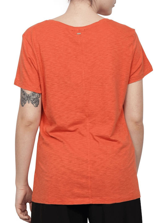 Superdry Damen T-shirt mit V-Ausschnitt Orange