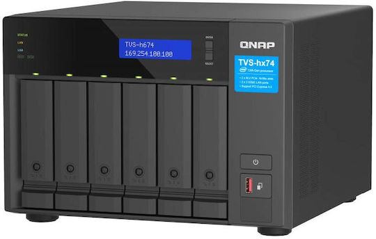 QNap TVS-h674 Dateiserver Turm mit 6 Festplattenschächte für HDD/M.2/SSD und 2 Ethernet-Ports
