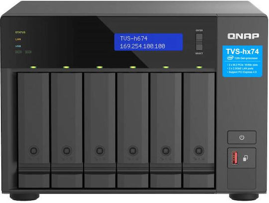 QNap TVS-h674-i3-16G NAS Tower με 6 θέσεις για HDD/M.2/SSD και 2 θύρες Ethernet