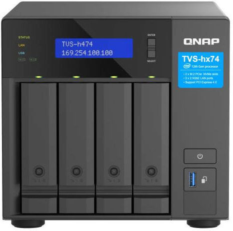 QNap TVS-h474 NAS Tower με 4 θέσεις για HDD/M.2/SSD και 2 θύρες Ethernet