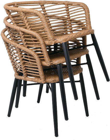 Scaun De Exterior Din Lemn Salsa Negru / Natural Cu Pernă E259,1 58x61x74cm