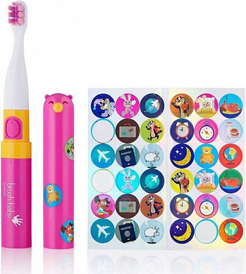 Brush Baby Go Kidz Children's Electric Toothbrush For 3+ Years Pink With Travel Case