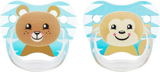 Dr. Brown's PV22015 Orthodontic Pacifiers Silicone Teddy Bear - Little Monkey - Blue for 6-12 months 2pcs