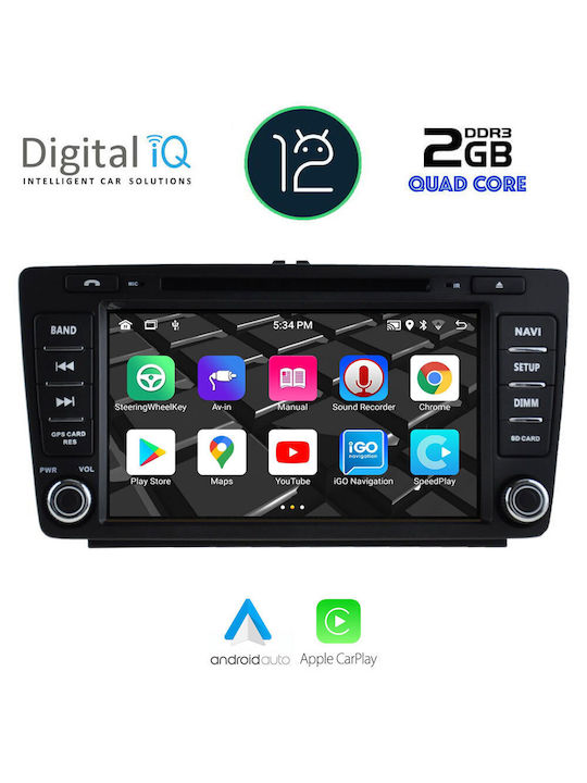 Digital IQ Car Audio System for Skoda Octavia 2005-2012 (Bluetooth/USB/AUX/WiFi/GPS/Apple-Carplay/CD) with Touch Screen 8"