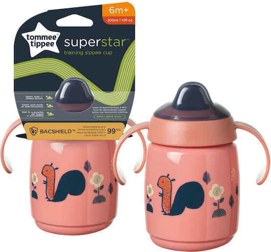 Tommee Tippee Superstar Educational Sippy Cup Plastic with Handles Pink for 6m+m+ 300ml 444449
