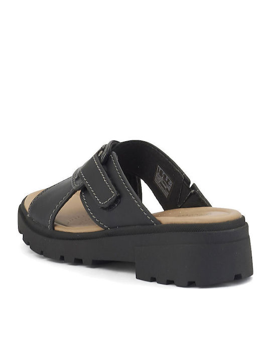 Coast Leather Women's Flat Sandals in Black Color