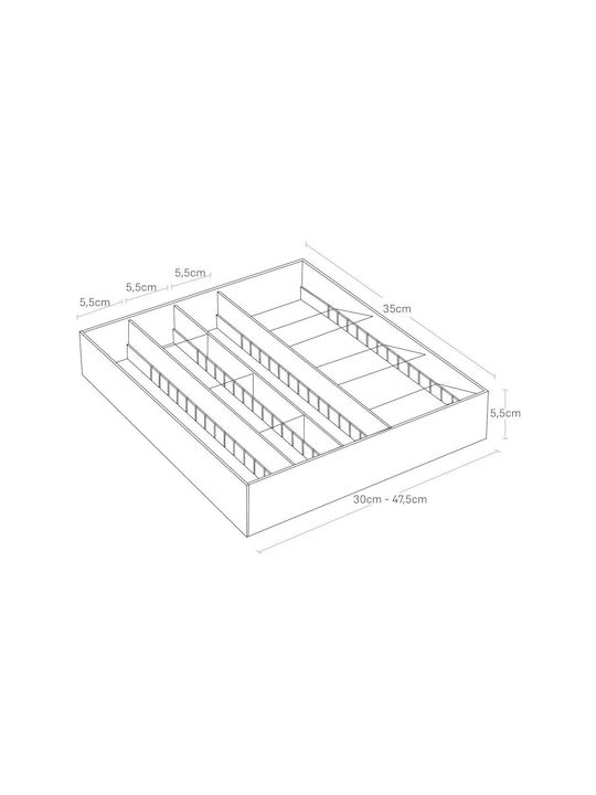 Yamazaki Drawer Cutlery Tray Opening Plastic 47.5x47.5x47.5cm White