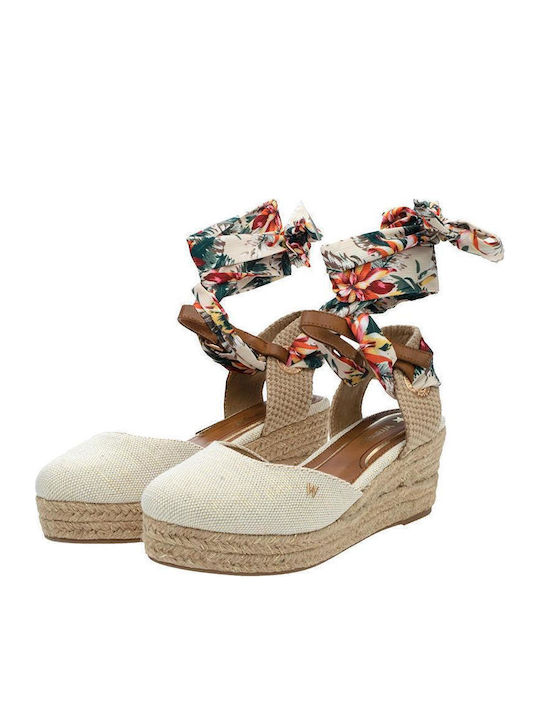 Bella Women's Fabric Platform Espadrilles Ecru