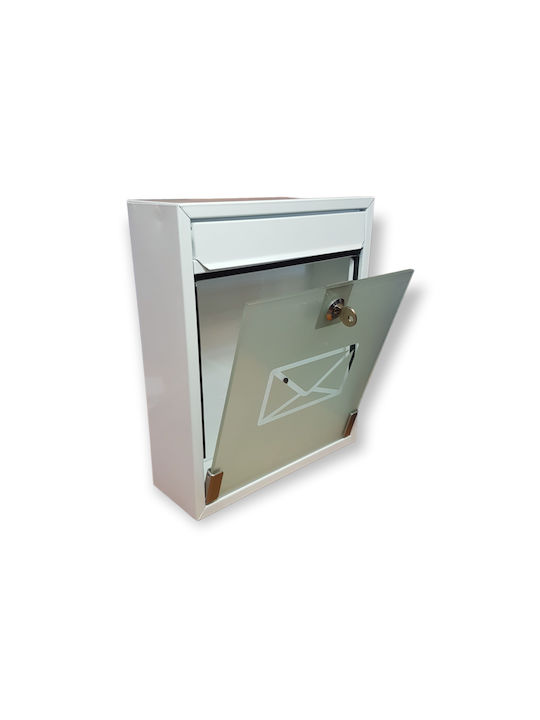 Outdoor Mailbox Metallic in White Color 26x9x31cm