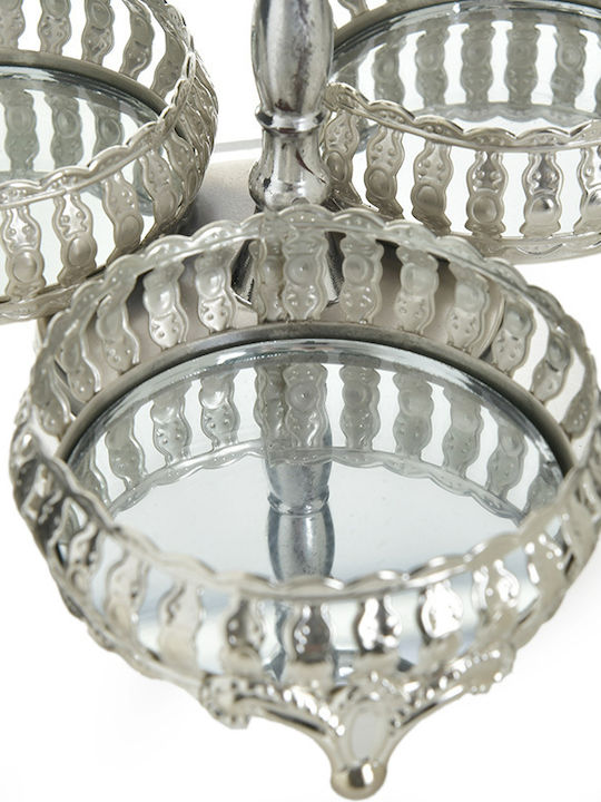 Inart Metallic Dessert Divided Serving Plate with 3 Slots Silver