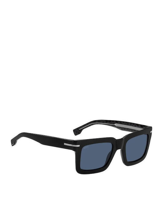 Boss Men's Sunglasses with Brown Tartaruga Plastic Frame and Blue Lens HG 1501/S INA/KU