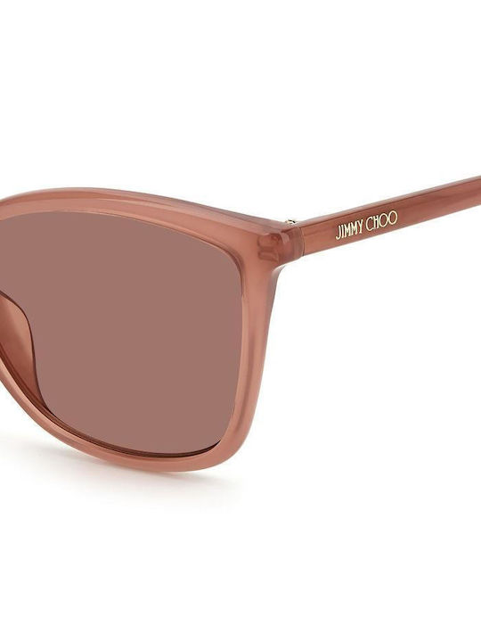 Jimmy Choo Women's Sunglasses with Brown Plastic Frame and Brown Lens