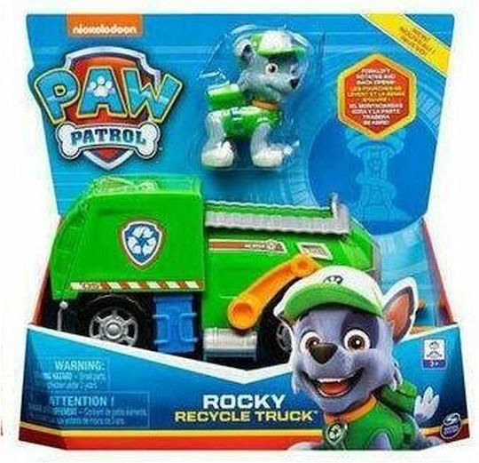 Spin Master Miniature Toy Paw Patrol Rocky Recycle Truck with Pup for 3+ Years Old