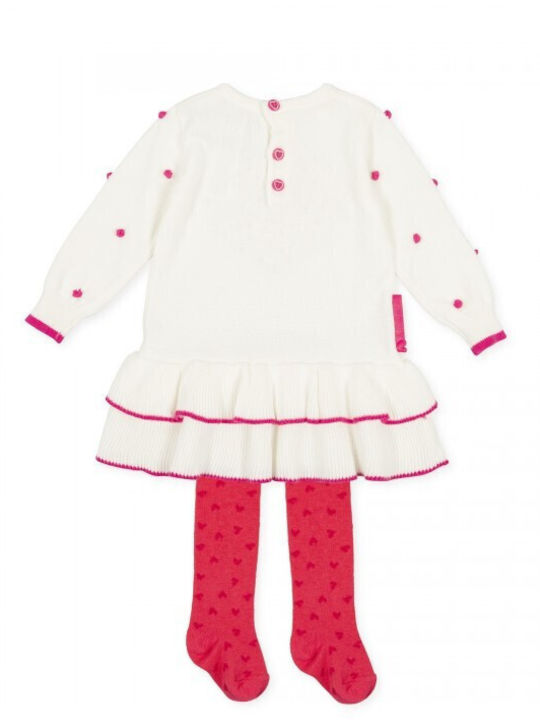 Agatha Ruiz De La Prada Kids Dress Set with Tights Long Sleeve White