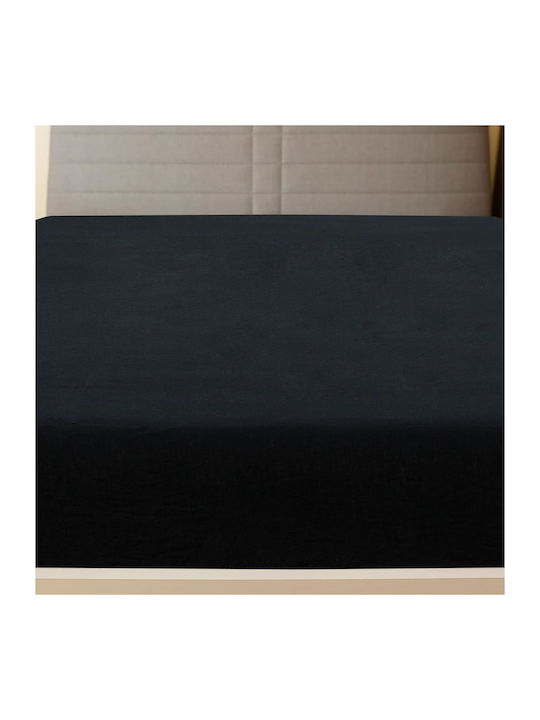vidaXL Sheet Super-Double with Elastic 160x200cm. Black