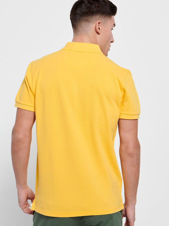 Funky Buddha Bluza Bărbătească cu Mânecă Scurtă Polo Honey Yellow