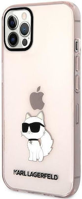 Karl Lagerfeld Ikonik Choupette Plastic / Silicone Back Cover Pink (iPhone 12 / 12 Pro)