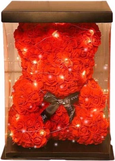 Ursuleț De Pluș Din Trandafiri Artificiali Roșii În Cutie Cu Lumini LED Ursuleț De Pluș Din Trandafiri Artificiali Roșii În Cutie Cu Lumini LED
