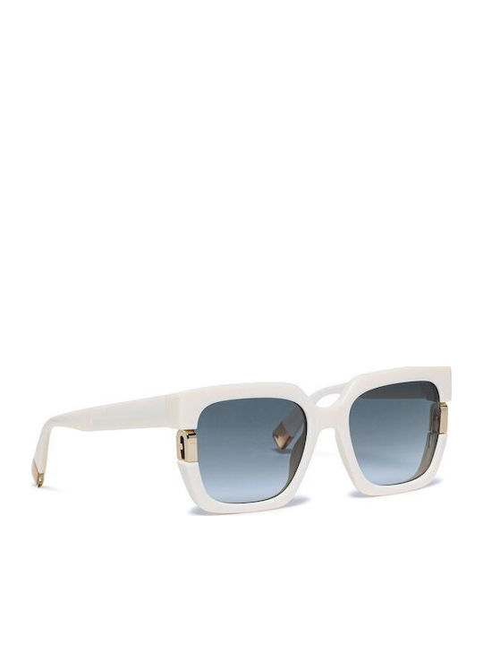Furla Feminini Ochelari de soare cu Alb Cadru și Gri Degrade Lentilă SFU624 09FF