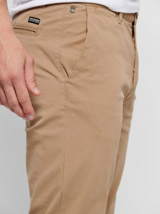FBM007-00102 Trousers Chino Elastic in Straight Line Light Beige