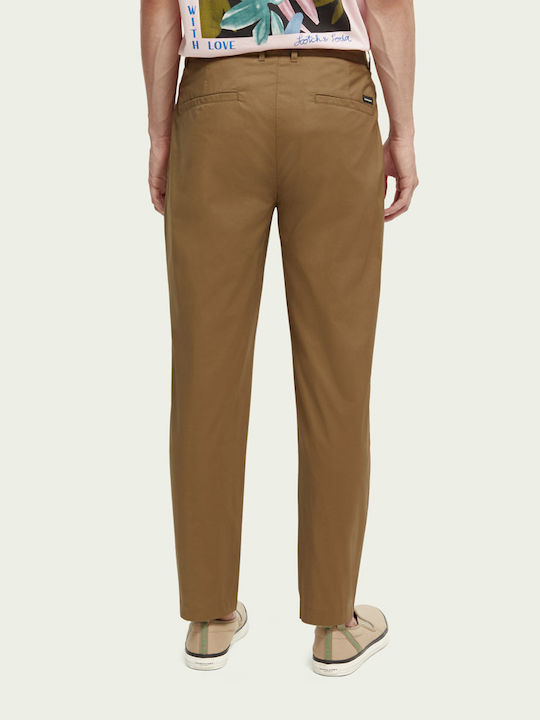 Scotch & Soda Herrenhose Chino Elastisch in Normaler Passform Khaki