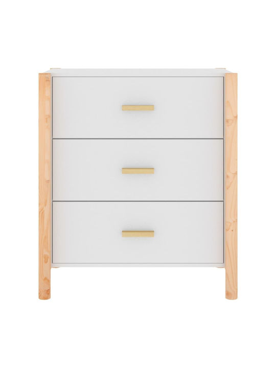 Гардероб За Спалня Дървен С 3 Чекмеджета Бял 62x38x70см