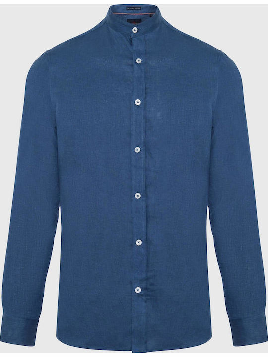FBM007-00305 Long-sleeved Linen Shirt Blue