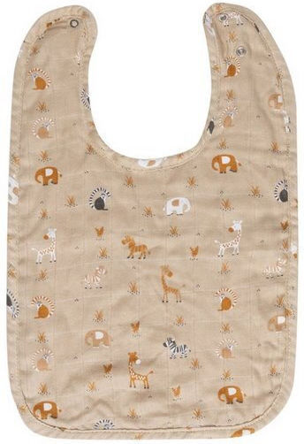 Bebejou Bib Fabric with Button Brown 2pcs