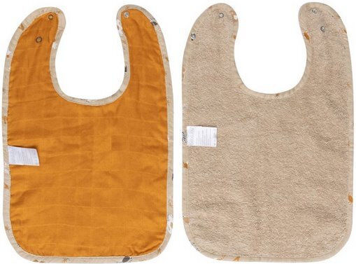 Bebejou Bib Fabric with Button Brown 2pcs