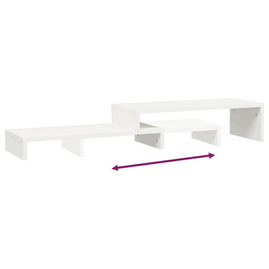 vidaXL Tabletop Suport Monitor 52-101x22x14cm from Solid Pine Wood Alb (814015)