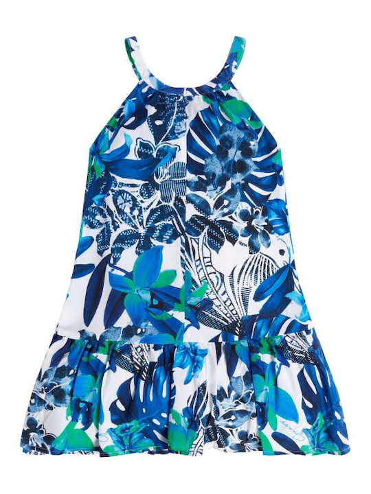 Guess Kids Dress Floral Sleeveless Blue