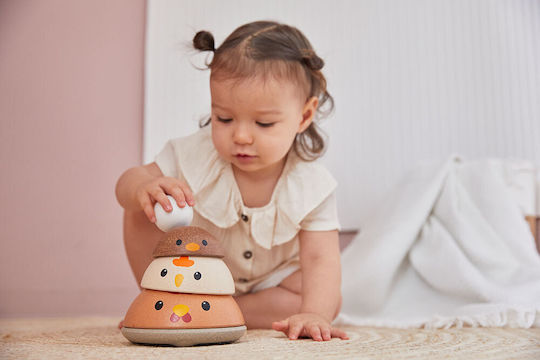 Plan Toys Stacking Toy Rustic Chick made of Wood for 12++ Months