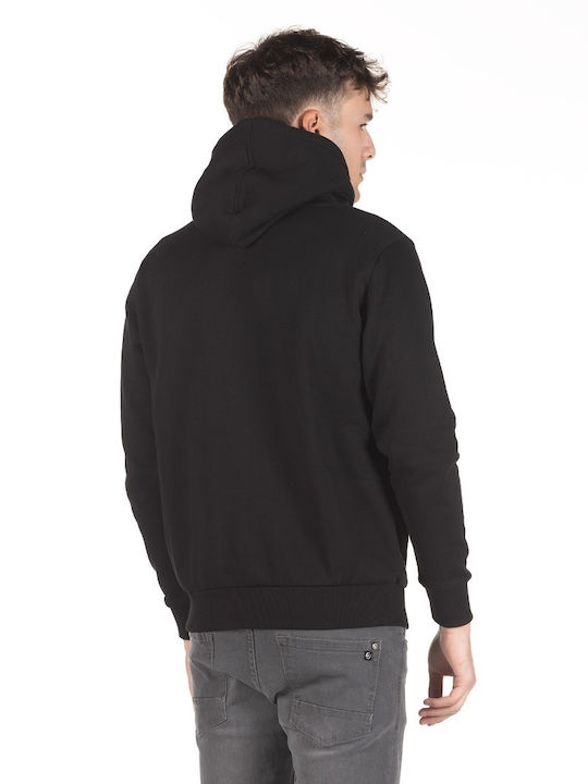 District75 Men's Sweatshirt with Hood and Pockets Black