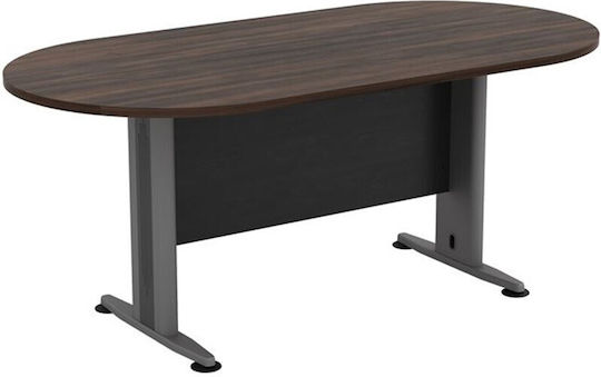 Conference Table 180x90x75cm Grey / Dark Walnut