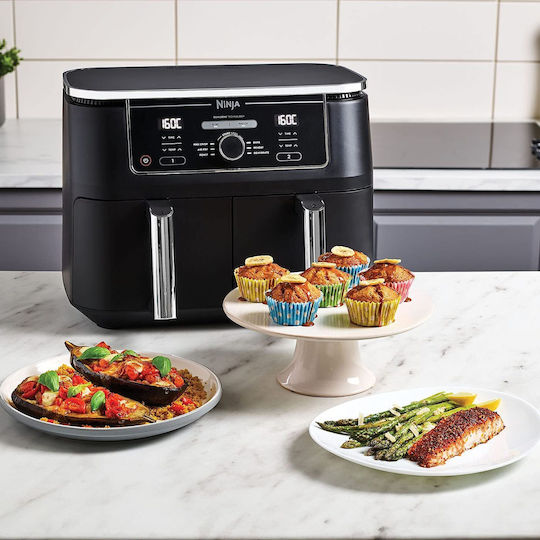 Ninja AF400 Air Fryer with Double Detachable Bucket 9.5lt Black