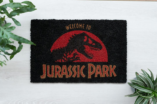 Grupo Erik Entrance Mat made of Coir with Anti-slip Backing Jurassic Park Black 40x60cm
