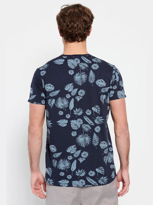 Funky Buddha Ανδρικό T-shirt Navy Μπλε Floral