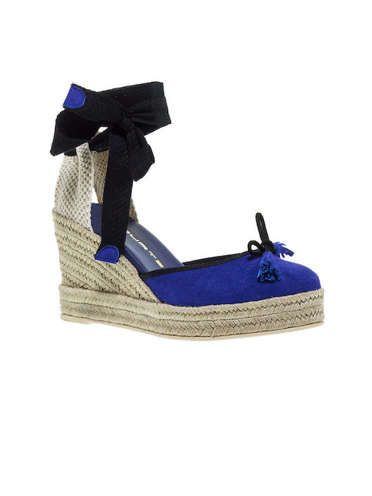 Mourtzi Women's Suede Platform Espadrilles Blue