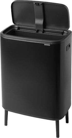 Brabantia Кошче за Боклук от Неръждаема Стомана Тласък Черно 60л