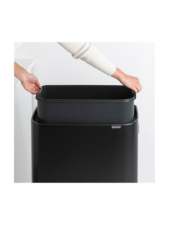 Brabantia Bo Κάδος Απορριμμάτων από Ανοξείδωτο Ατσάλι Μαύρος 60lt