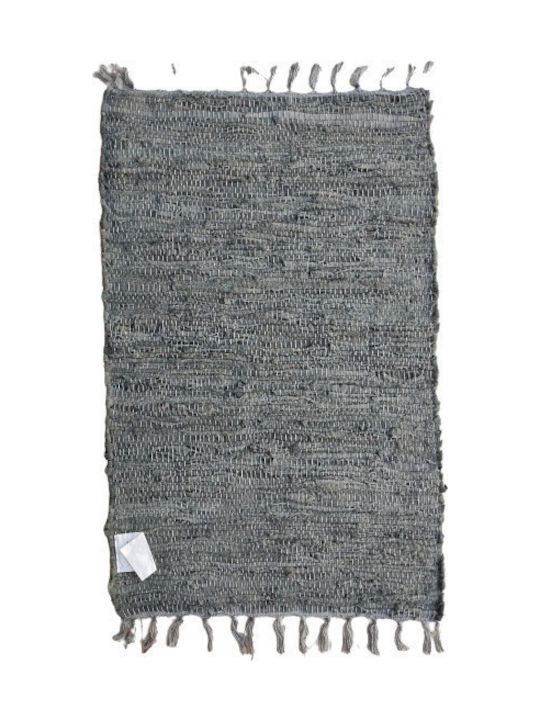 Sidirela Ε-0060 Rug Fireplace Rectangular Leather with Fringes Incombustible Grey