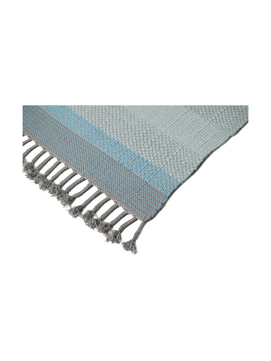 Tapicap Keren Handmade Rug Outdoor Rectangular Wool with Fringes Ciel-Blue