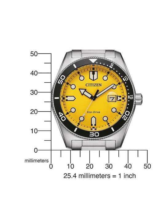 Citizen Men's Watch 43mm Eco - Drive with Silver Metal Bracelet